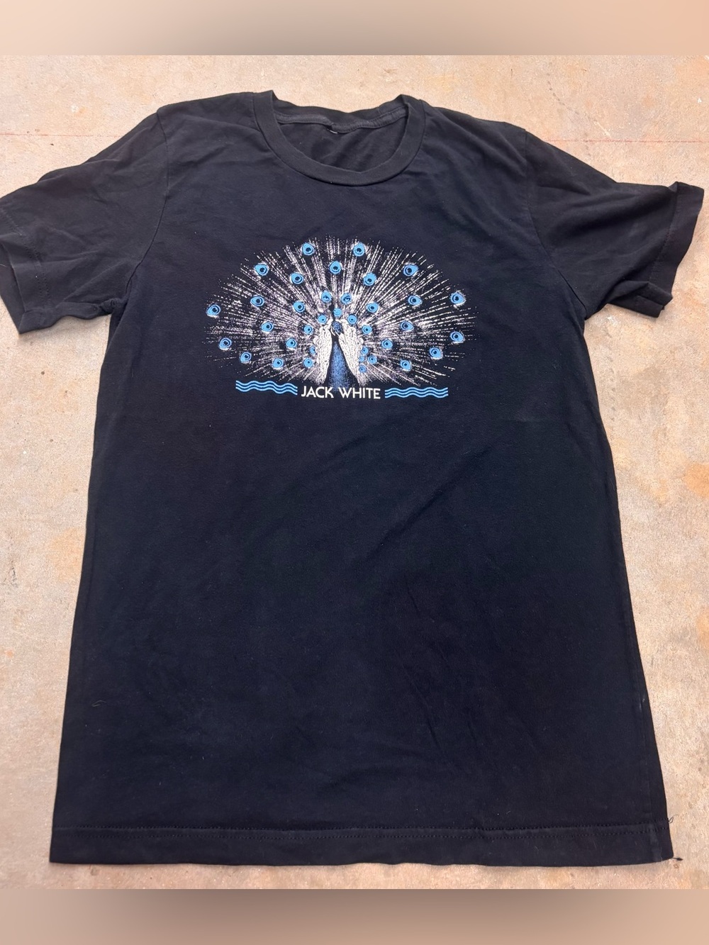 Jack White Peacock Band T-Shirt Black Short Sleeve Rock Tee Womens Small